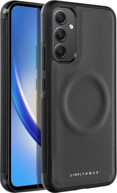 Kapotë Roar Mag Morning për Samsung Galaxy A34, lëkurë eko, kompatibel MagSafe, e zezë