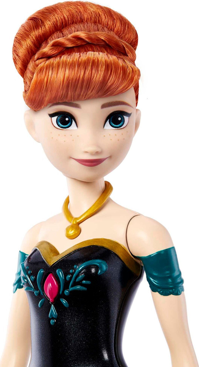 Kukull Disney Frozen Anna që këndon, me këngë gjermanisht, për kalamaj 3+, me fustan jeshil