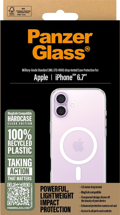 Mbulesë telefoni CARE by PanzerGlass HardCase MagSafe për iPhone 16 Plus, transparente
