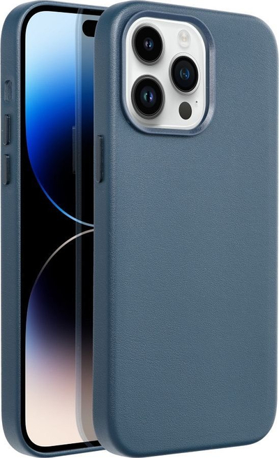 Këllëf telefoni Apple iPhone 14 Pro Max, lëkurë, MagSafe, blu indigo