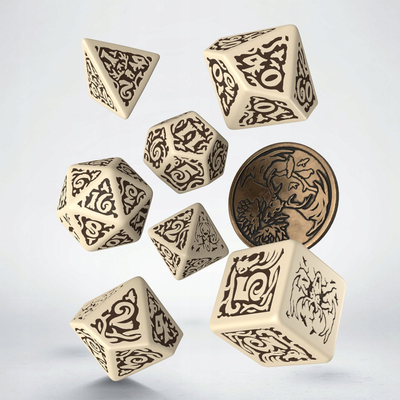 Set zarihesh Q WORKSHOP Witcher Leshen, 8 copë RPG, me monedhë metalike, bezhë