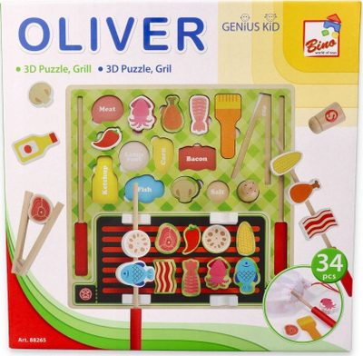 Puzzle 3D druri Bino Grill, 29.5 x 29.5 x 2 cm, shumëngjyrësh