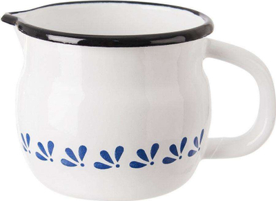 Filxhan emaluar Orion, me dorezë dhe grykë, 0.5L, i bardhë me dekor blu
