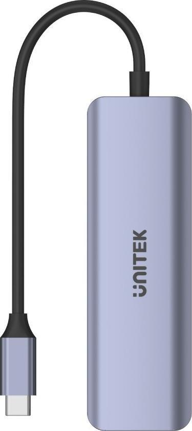 Hub USB C Unitek UHUB Q4, 4 me 1, USB 3.2 Gen 1, gri