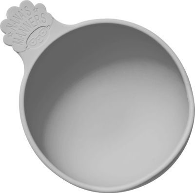 Pjatë silikoni Nana's Manners, me kupë thithëse, gri