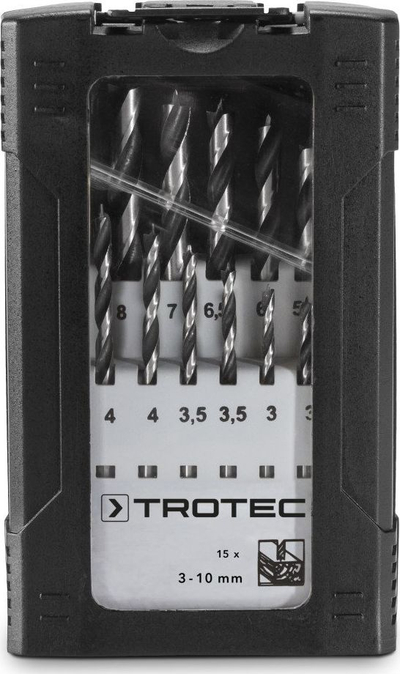 Set stërpërash për dru Trotec, 15 copë, 3-10 mm, në kuti plastike