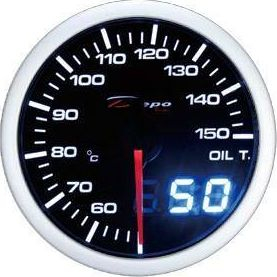 Matës temperature vaji DRacing DEPO Dual, 60mm, me ndriçim, i zi