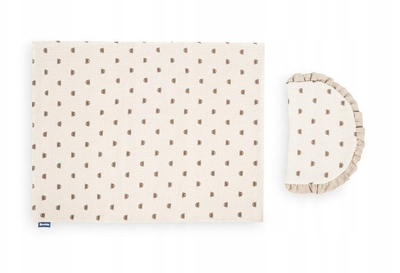Set jorgan dhe jastëk për karrocë BabySteps Muslin Bears, muslin vere, për bebe, bezhë