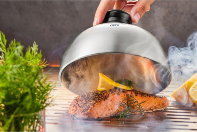 Kapak për burger Gefu BBQ G-89557, çelik inox, dorezë rezistente ndaj nxehtësisë, gri
