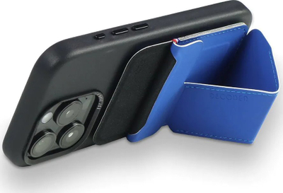 Mbajtëse kartash magnetike Decoded MagSafe Card Stand Sleeve, me këmbë mbajtëse, për iPhone, blu galaktik