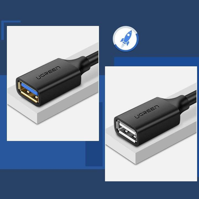 Kабел USB Ugreen 10368B, USB A во USB A, 1 m, црн