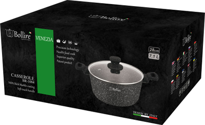 Tenxhere Bollire Venezia BR-1004, 28cm, 7.1L, gur mermeri, e zezë