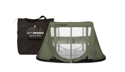 Krevat udhëtimi bebe AeroMoov, shumë i lehtë, me 2 nivele, jeshil Green Moss