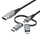 Кабел за полнење Vention 3 во 1, USB C Micro USB Lightning, 2.4A, 480Mbps, црна