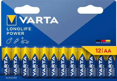 Bateri alkaline Varta Longlife Power AA, 1.5V, paketim 12 copë
