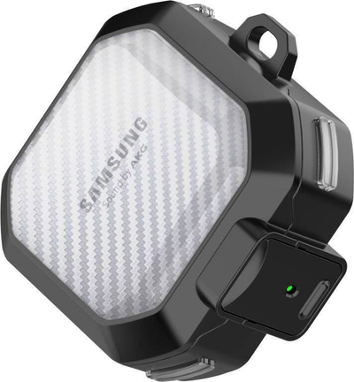 Kuti mbrojtëse për kufje Samsung Galaxy Buds 2 R177, silikon, me karabinë, e zezë