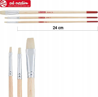 Set penelash të sheshta Royal Talens Art Creation, 3 copë, për akrilik dhe vaj, dru natyral