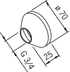 Rozetë mbuluese Oras 203504/2, G3/4, diametër 70 mm, krom