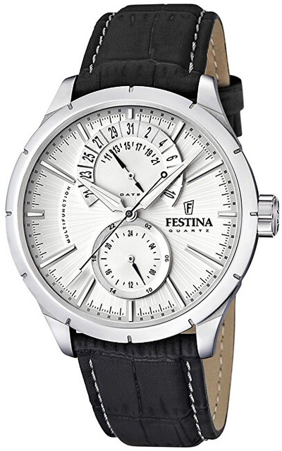Orë për meshkuj Festina, e zezë & e bardhë