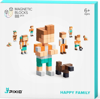 Set ndërtimi magnetik Pixio Happy Family Story Series, 88 blloqe, shumëngjyrsh