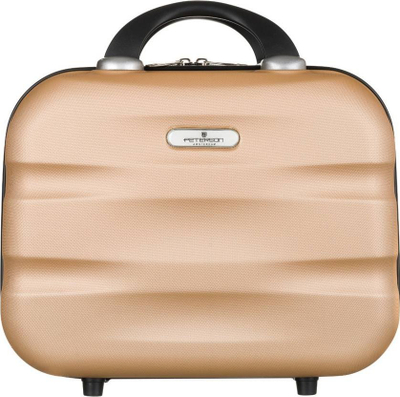 Valixhe kozmetike Peterson Travel Case, ABS i fortë, me doreza dhe rrip për valixhe, ngjyrë ari