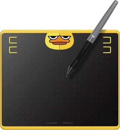 Tablet grafik HUION HS64 Special Edition, stylus pa bateri, 4 butona programueshëm, i zi me të verdhë