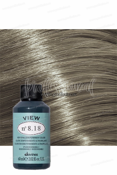 Ngjyrë flokësh Davines View 8.18, demi-permanente, 60ml, hirt e ftohtë