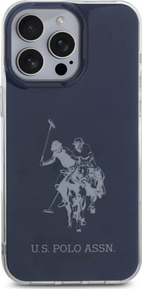 Mbulesë telefoni US Polo Shiny Big Logo për iPhone 15 Pro Max 6.7", polikarbonat TPU, blu navy