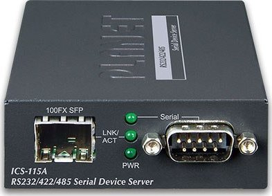 Konvertues serial PLANET ICS-115A, RS232 RS422 RS485 në 100Base-FX SFP, i zi