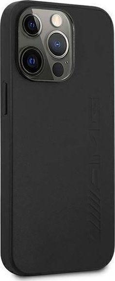 Mbulesë telefoni AMG Big Signature Logo për iPhone 13 Pro Max 6.7", lëkurë, e zezë