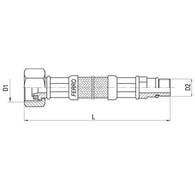 Zorrë lidhëse Ferro me gërshet çeliku, 3/8"xM10, 50 cm, gri