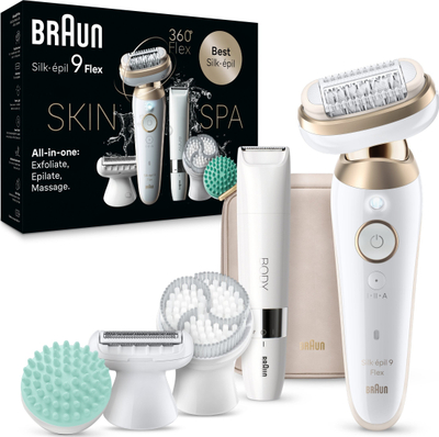 Epilator Braun Silk-épil Series 9 Flex 9-481, 3D, Wet & Dry, i bardhë