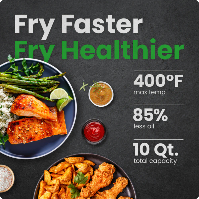 Fritezë Chefman Air Fryer Oven+ Rotisserie & Dehydrator, 9.46L, e zezë