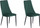 Set karrigesh dreke Beliani Clayton, 2 copa, velvet, jeshile smerald