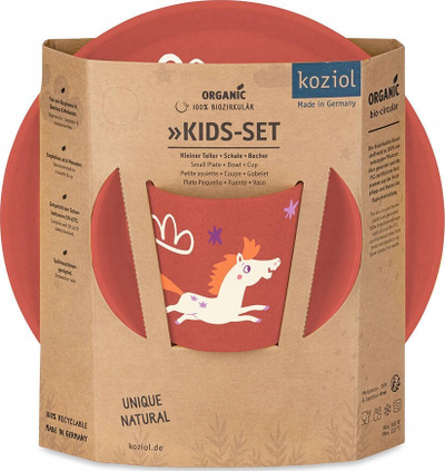 Set enësh për kalamaj Koziol Dreams, 3 pjesë, material bio-circular, i kuq