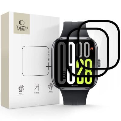 Заштита за екран за часовник Tech-Protect Hybrid Glass Fit+, 2 парчиња, Xiaomi Redmi Watch 5, црна