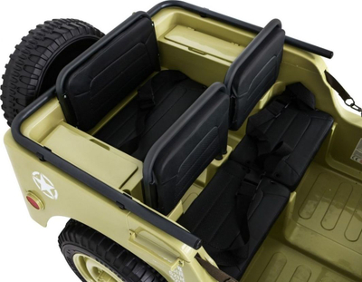 Makina elektrike për kalamaj Baby Active Retro Military Vehicle 4x4, me drita që punojnë, ngjyrë rëre