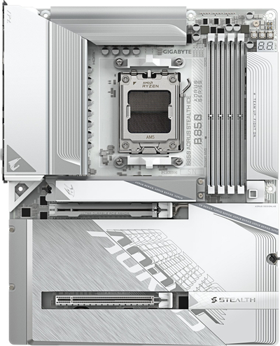 Pllakë amë GIGABYTE B850 AORUS STEALTH ICE, DDR5, 4x M.2, PCIe 5.0, e bardhë