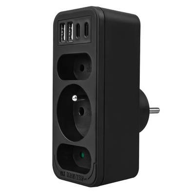 Ndarje rryme Maclean MCE248 F/B, 3x prizë, 2x USB A 2x USB C PD 20W, e zezë