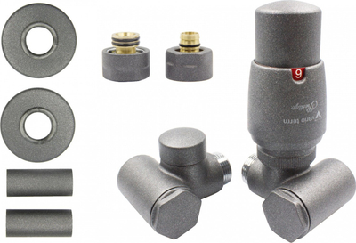 Set valvula termostatike Integra Graphite Right Side Pex AiO, për radiator, grafit
