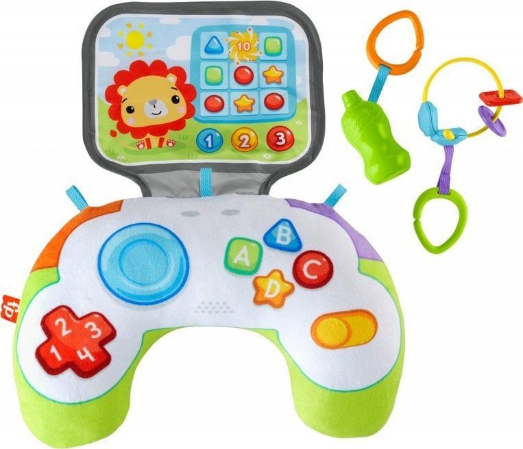 Jastëk për foshnje Fisher Price Tummy Pillow HGB89, me lodra të varura, i butë, shumëngjyrësh