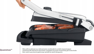 Grill kontakti Sage BGR200, pllaka të brinjëzuara jo ngjitëse, lartësi e rregullueshme, argjendtë