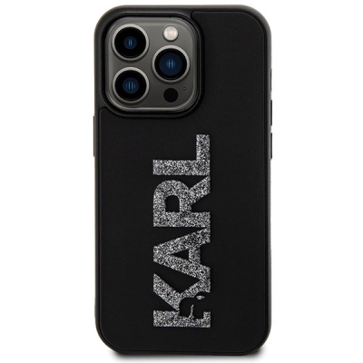 Futollë telefoni Karl Lagerfeld KLHCP15L3DMBKCK, për iPhone 15 Pro 6.1", hardcase, logo 3D me shkëlqim, e zezë