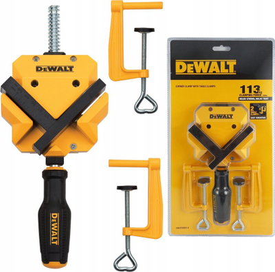 Kllapë cepi DeWalt Angle Corner Clamp, kap deri 55mm, alumin, e verdhë