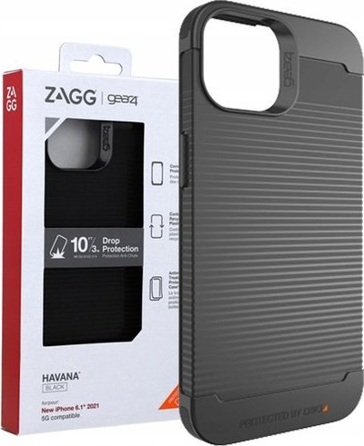 Kapak telefoni Gear4 Havana D3O për iPhone 13 6.1", kundra-shokut, i zi
