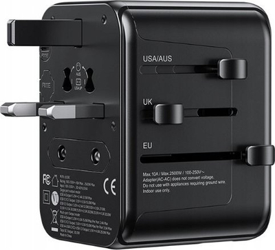 Adapter udhëtimi Wekome WP-U03, universal 30W, 3x USB-C 2x USB-A, i zi