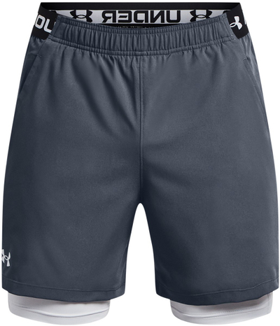 Спортски шорц за мажи Under Armour Vanish Woven 2-in-1, еластичен полиестер, сив