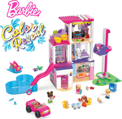 Lodër ndërtimi MEGA Barbie Color Reveal DreamHouse, 545 pjesë, 5 kukulla, shumëngjyrëshe