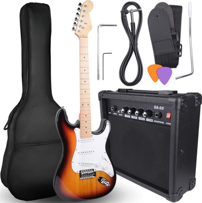 Set kitarre elektrike EG SET GA 20W, kitarë stratocaster, amplifikator 20W, sunburst