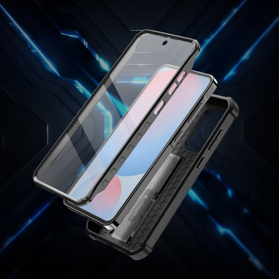 Mаска за телефон Tech-Protect Kevlar Cam+ за Galaxy A56 5G, со стакло, со држач, црна